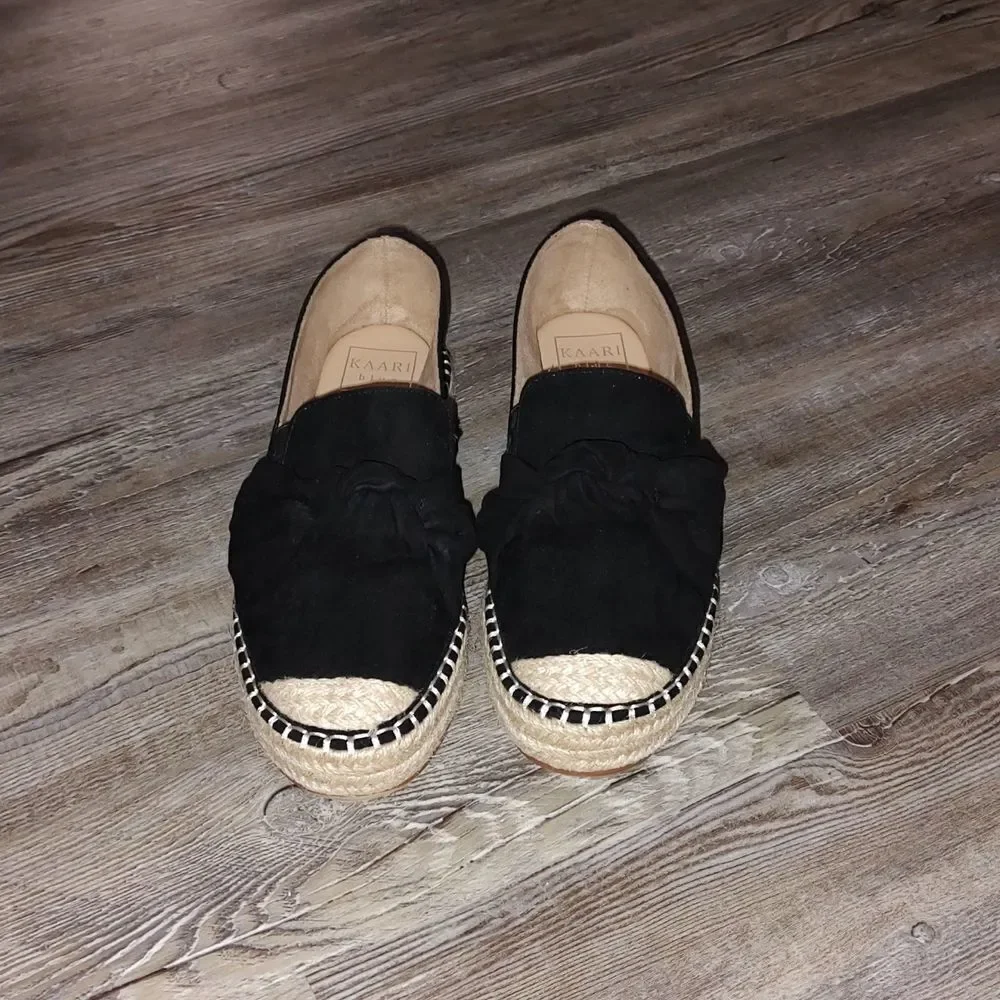 Kaari Blue™ Kiki  Black Knotted Espadrille Flats  Sz 6.5